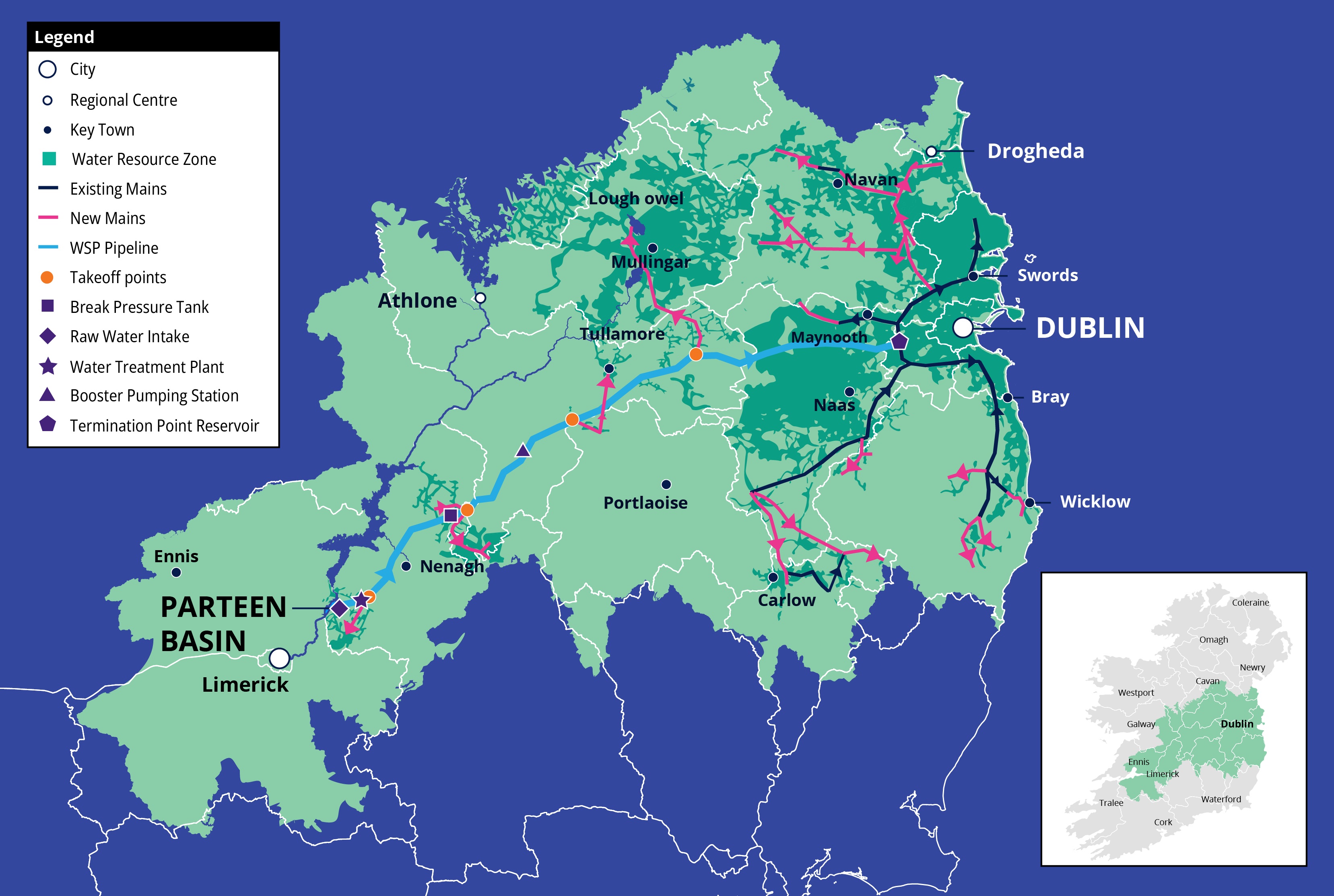 Water Supply Project, Eastern and Midlands map