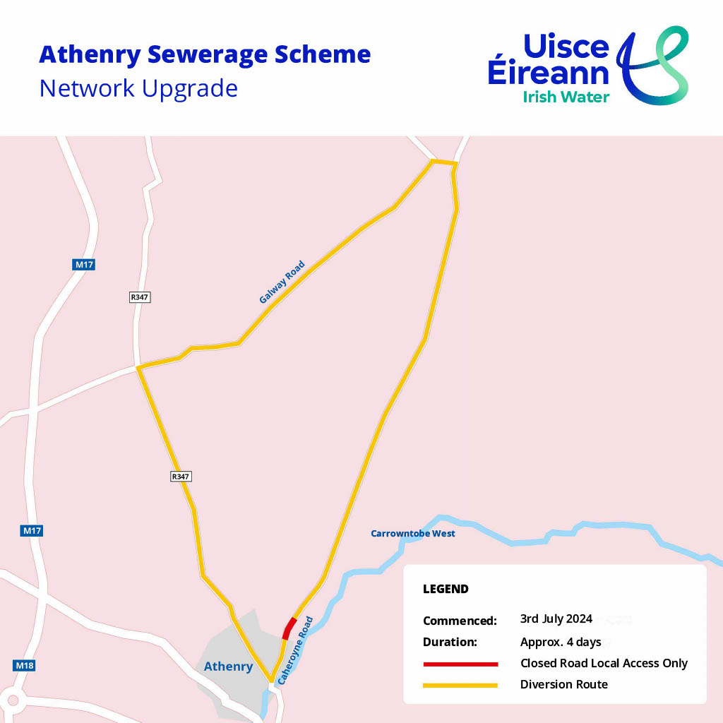 Caheroyne Monivea Diversion Route