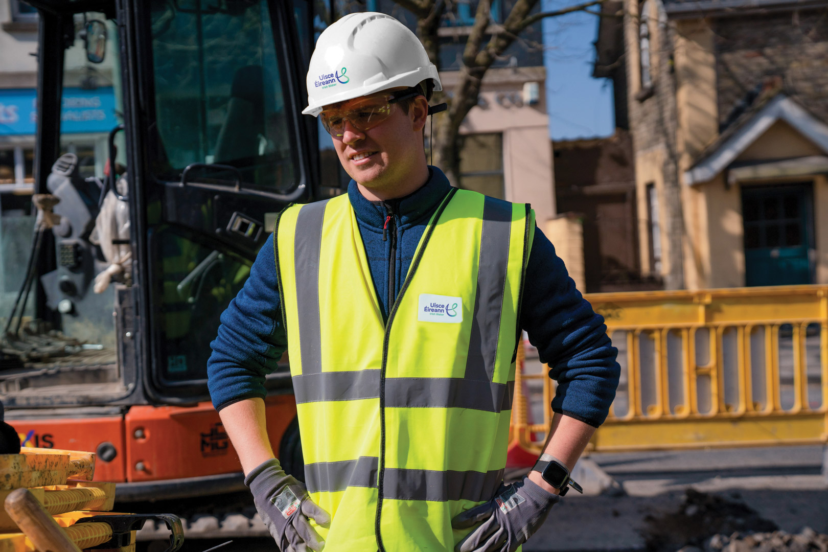 An Uisce Éireann engineer on a roadwork site