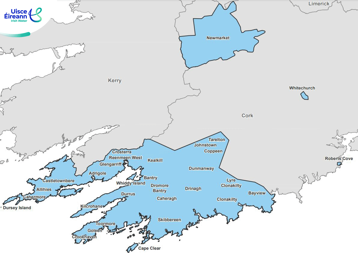 Map of Cork drought areas