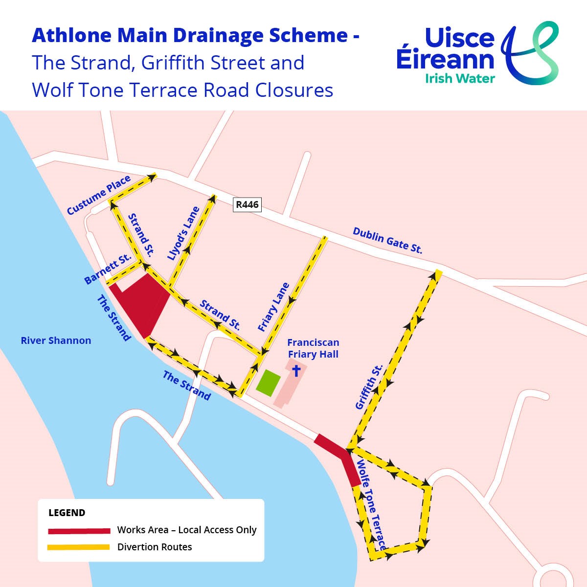 Griffith St., The Strand and Wolf Tone Terrace closure map