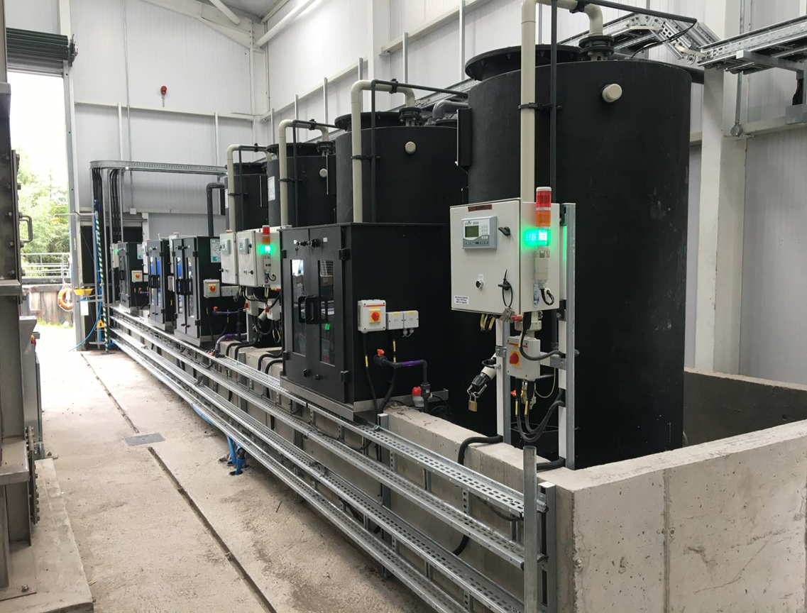 Tanks and machines in a water treatment plant