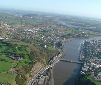 High up shot of ferrybank