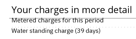 Detail of bill - Metered charges